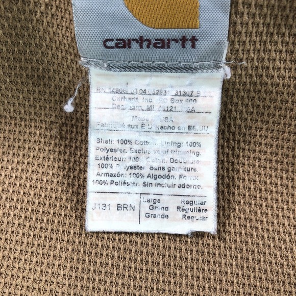 Vintage Carhartt Jacket Mens Large Brown J131 Canvas Hooded Workwear Made In USA - Picture 7 of 12